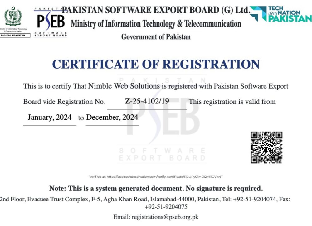 Nimble Web Solutions PSEB Certificate 2024